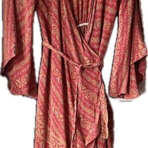Bohemian Red and Gold Wrap Dress